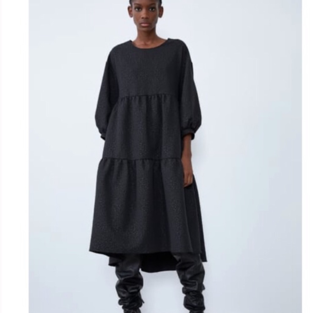 Zara | Voluminous Jacquard Textured Dress